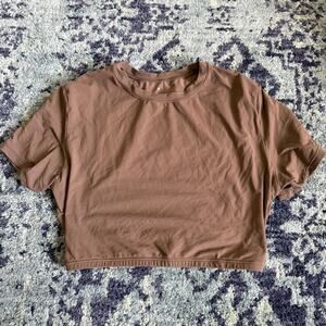 SKIMS | Medium Brown Fits Everybody Super Cropped Stretch Top Workout Athlesuire